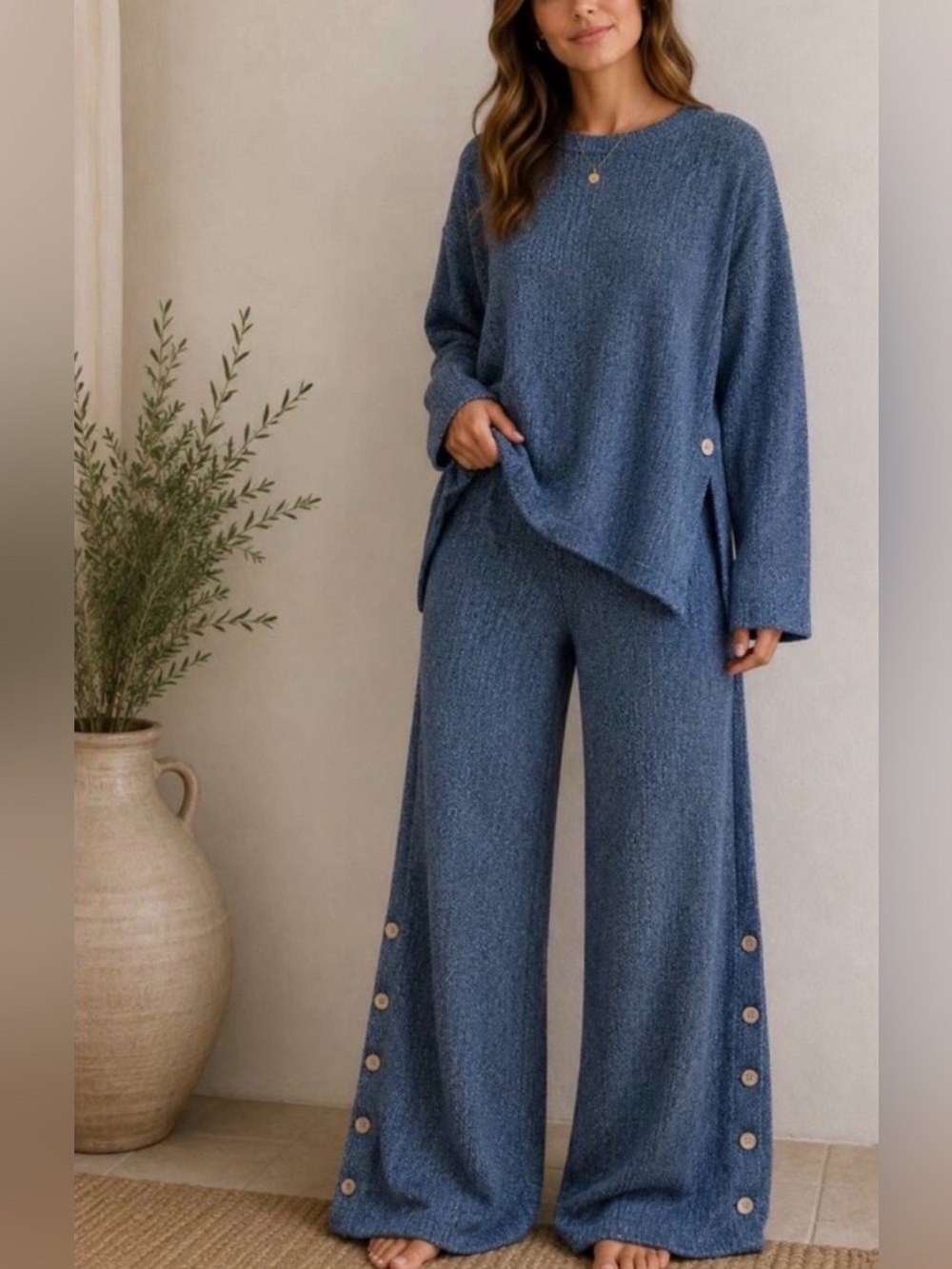 Free People 100% cotton button up sweater set